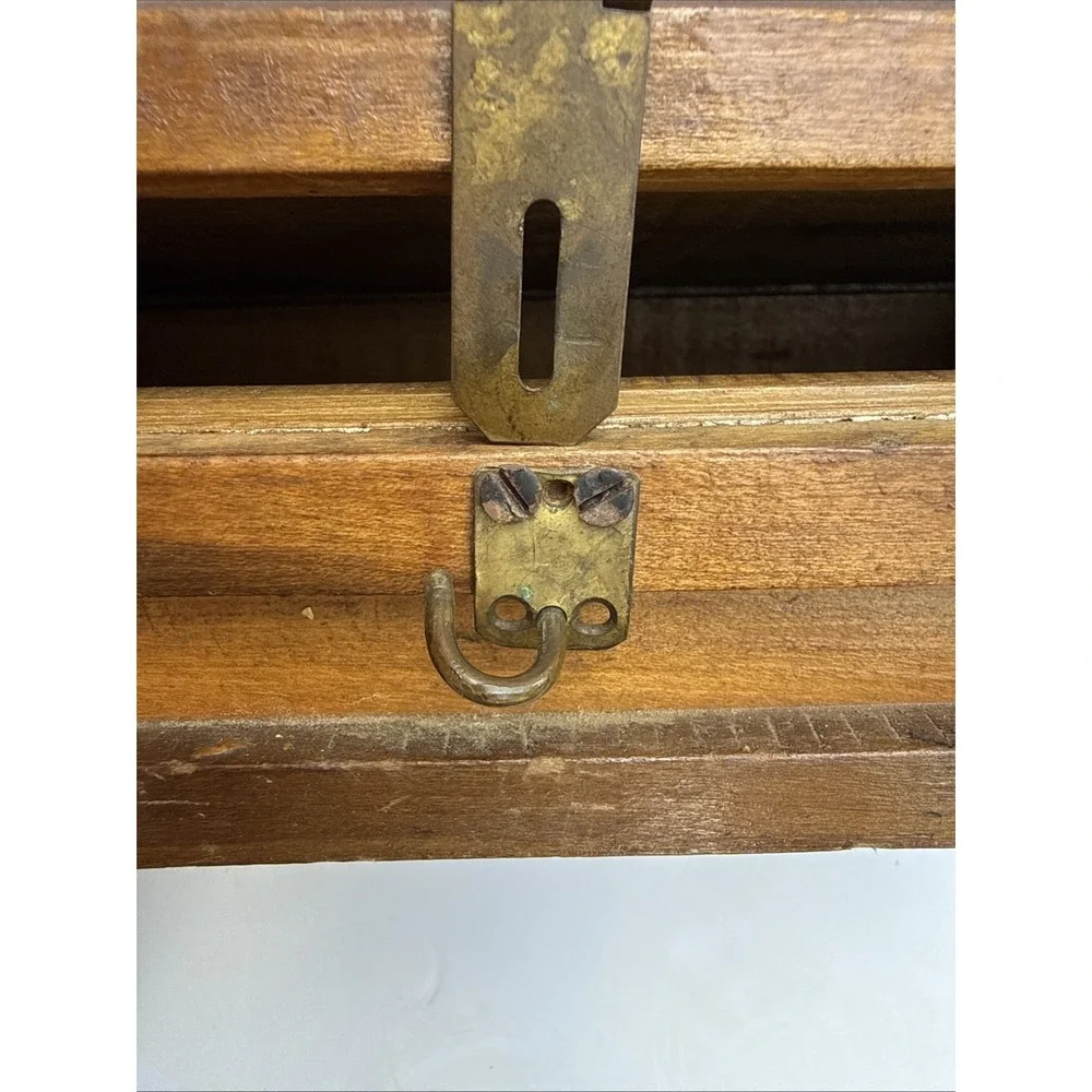 Handmade Wood Folding Sewing Box (Friendship, Love, Truth) Carving Brass